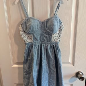 Candie's blue and white lacey spotted sundress with bustier top